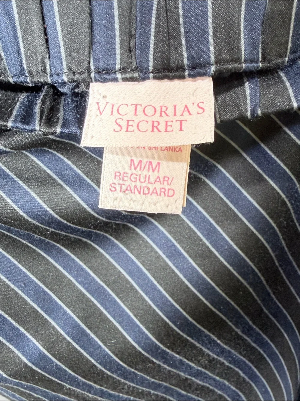 Victoria’s Secret Black Pinstripe Satin Pajama SET | Button Front | Size M
